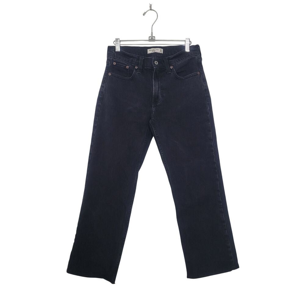 ABERCROMBIE & FITCH The Baggy Low Rise Black Jeans Size 24 Extra Short Hemmed*